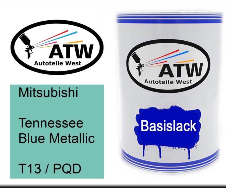 Mitsubishi, Tennessee Blue Metallic, T13 / PQD: 500ml Lackdose, von ATW Autoteile West.